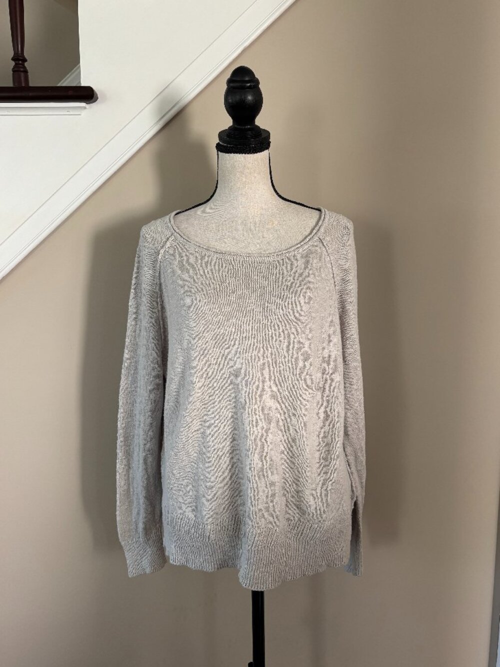 Joie Grey Cotton Linen Lightweight Sweater L Like New